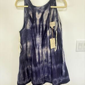 Moon River Tie Dye Halter Sundress Blue White NWT Size Large